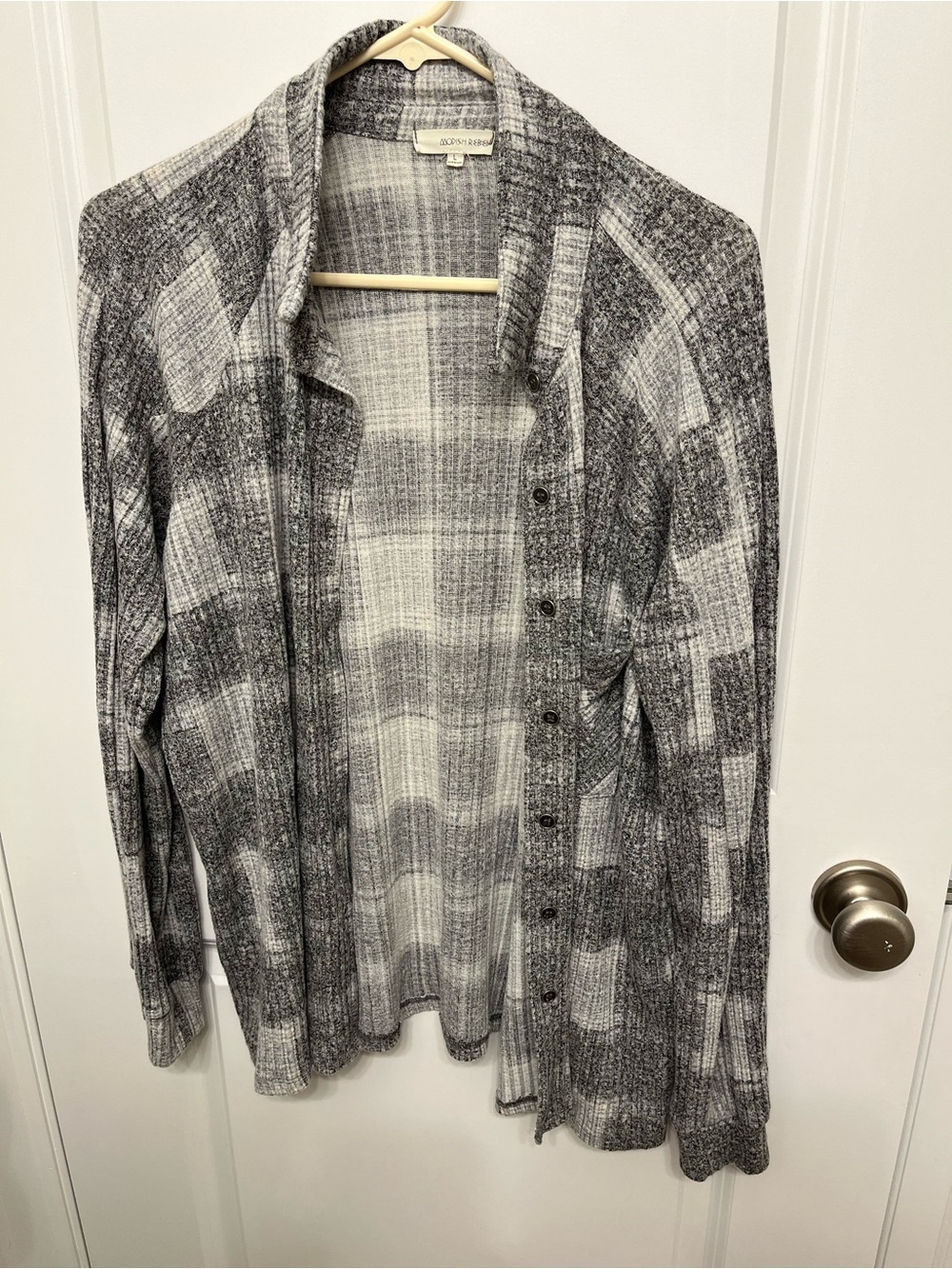 Modish rebel and White Plaid Open-Front Cardigan